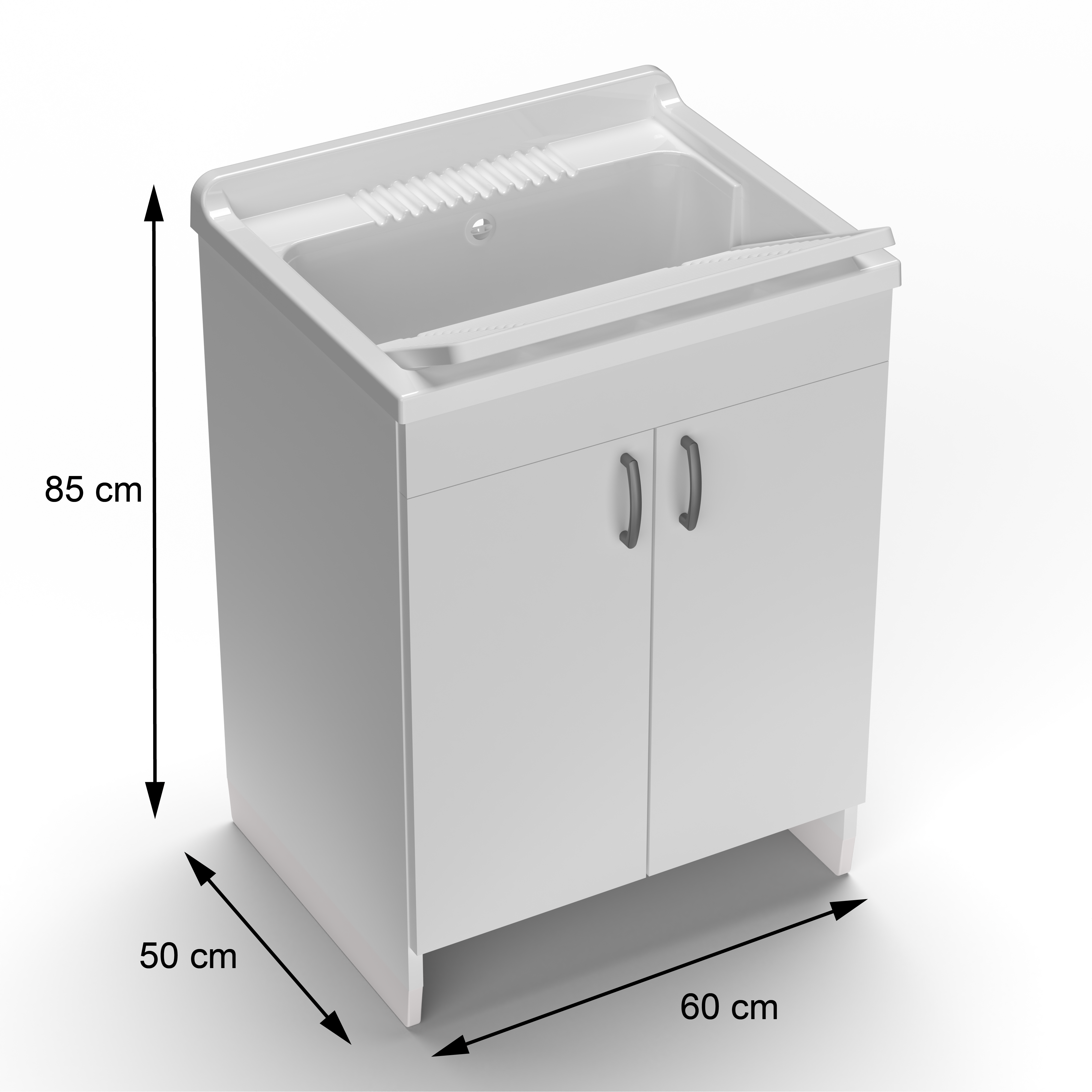 Lavabo en bois mélaminé et panneau en polypropylène - cm.60x50x85h.