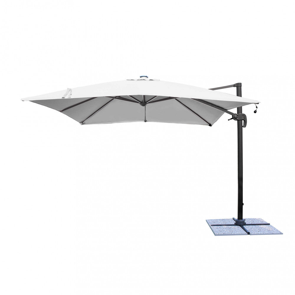 Parasol de jardin 3x3 m avec mât latéral en aluminium Rio