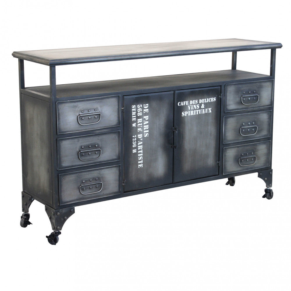 Mobile in acciaio con cassetti ante e ripiani ampi 132.5x37.5xH82 cm per casa