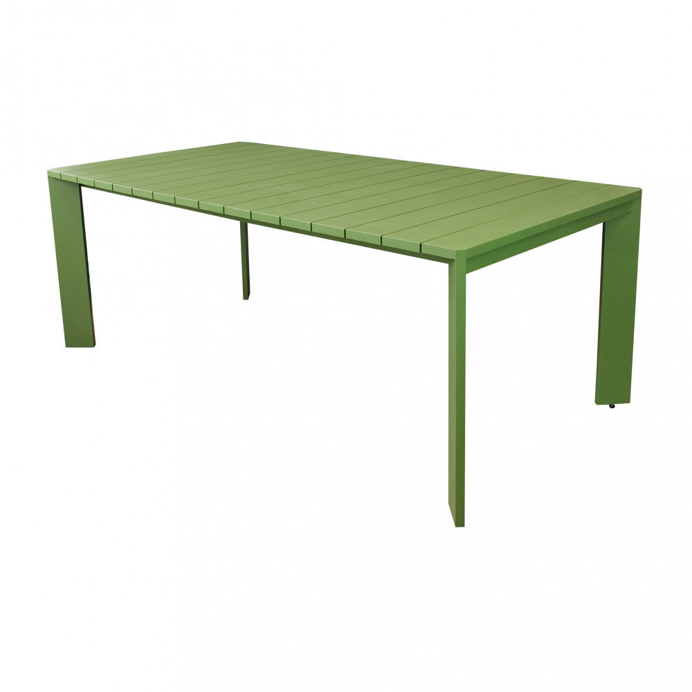 Table de jardin fixe d'extérieur en aluminium vert 200x100 cm avec pieds réglables Malen