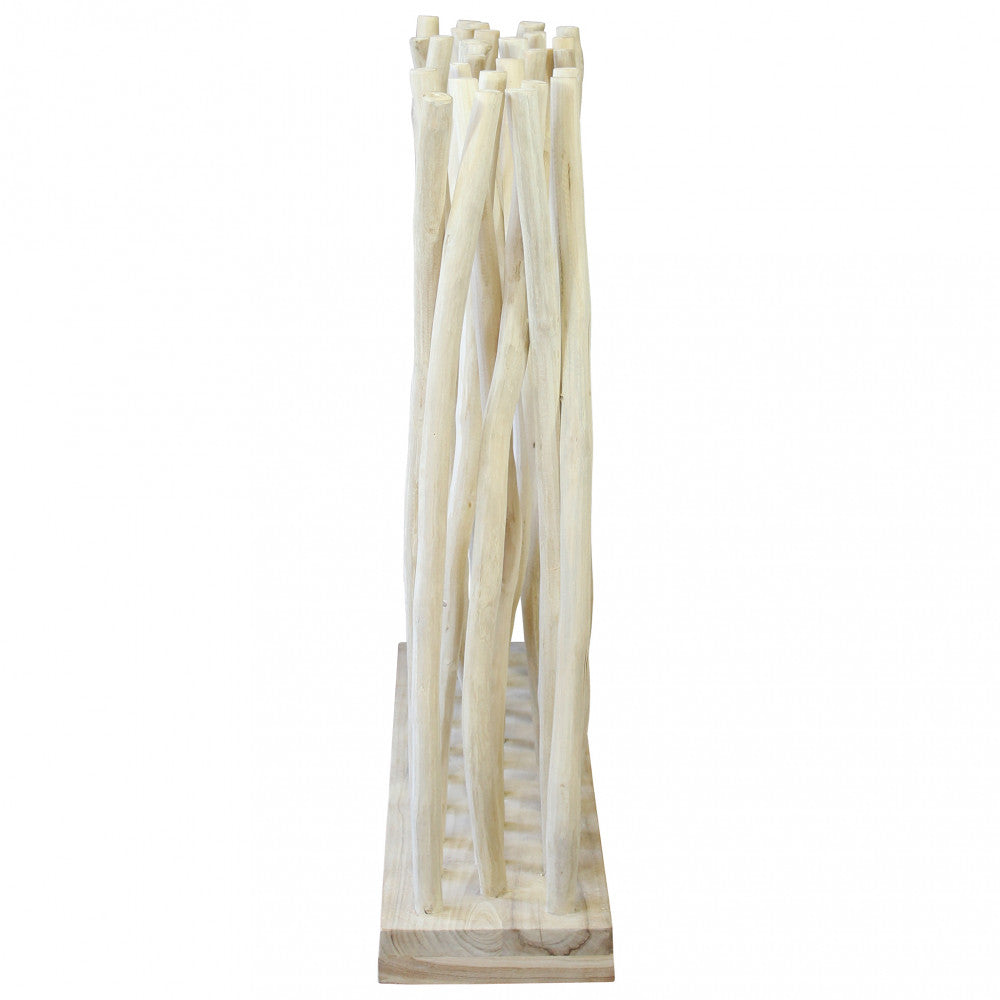 Panneau décoratif 100x24xH90 cm brise-vue clôture de jardin en bois de teck Jackie 