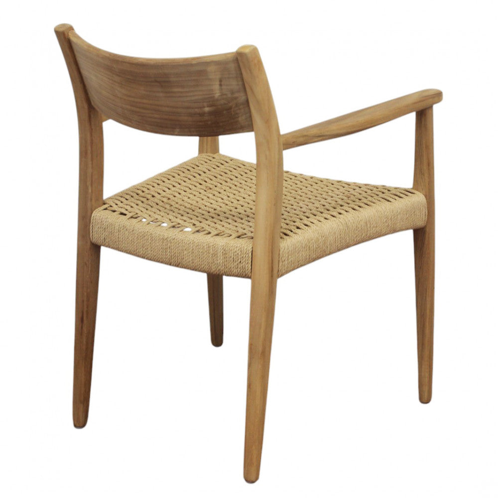 Poltrona impilabile in legno teak e wicker 59x60x80 cm da esterno Agra