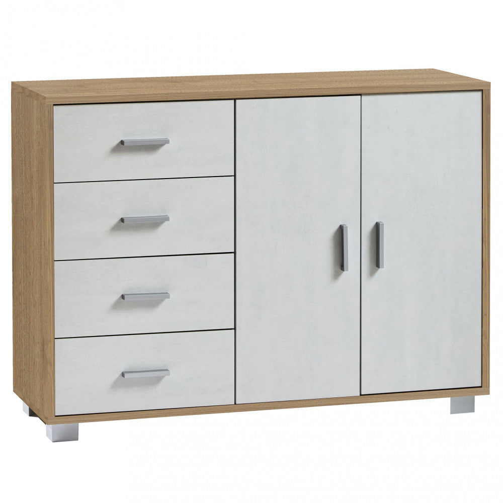 A799Nsosk Kit armoire 2 portes 4 tiroirs en noyer Stelvio et oxyde blanc
