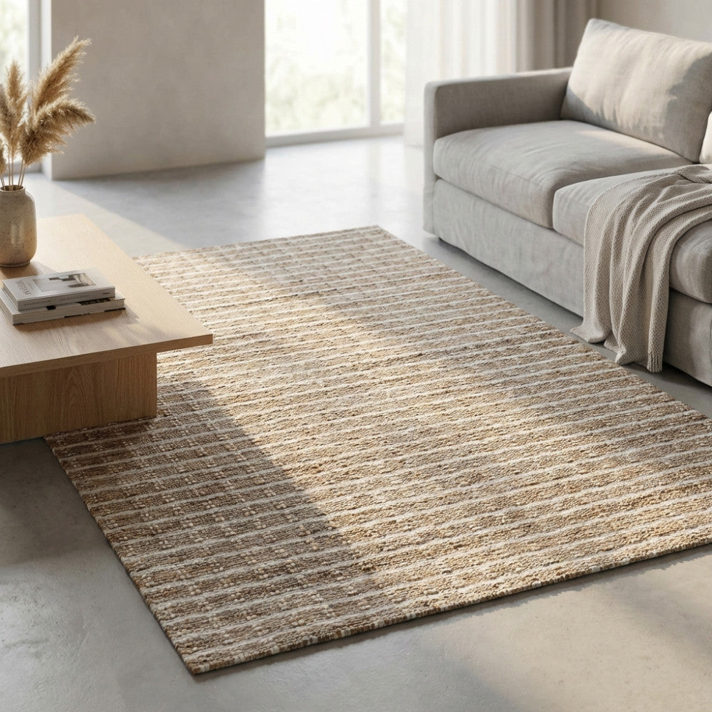 Tappeto 120x180 cm in juta e lana da interno con motivo a quadri