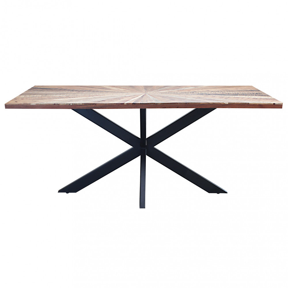 Table d'intérieur élégante et moderne 180x90 cm avec structure en métal et plateau en bois d'acacia Scik