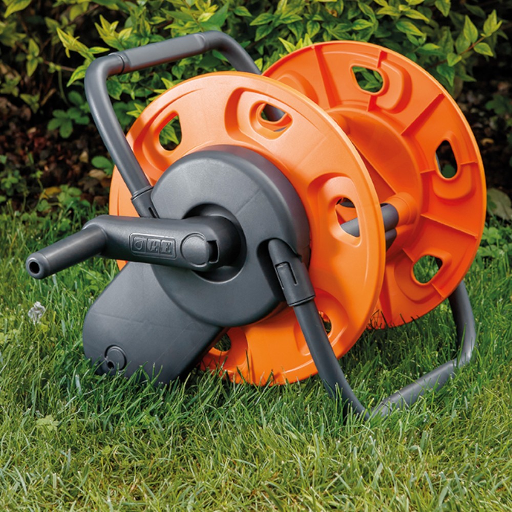 Enrouleur de tuyau d'arrosage portable en métal et plastique pour tuyau 20 m 1/2"