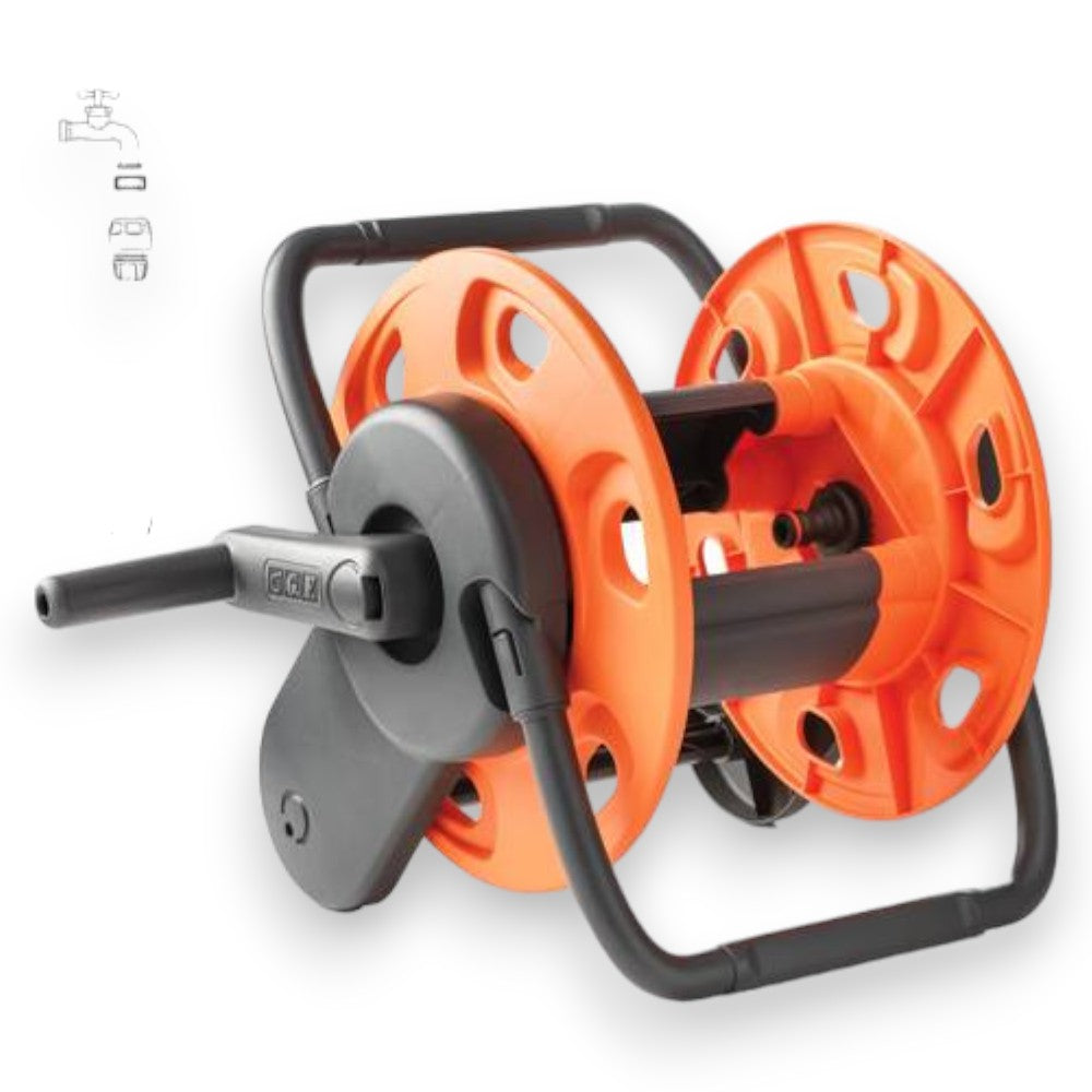 Enrouleur de tuyau d'arrosage portable en métal et plastique pour tuyau 20 m 1/2"