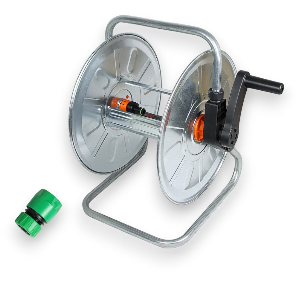 Avvolgitubo portatile murale da giardino per tubi di 50 mt da 1/2"