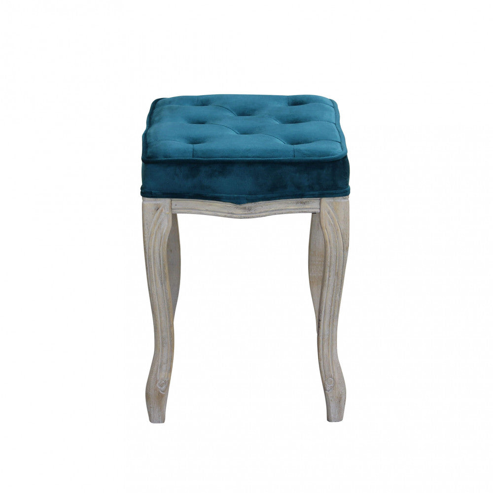 Sgabello in velluto con struttura in legno elegante 50x36xH47 cm