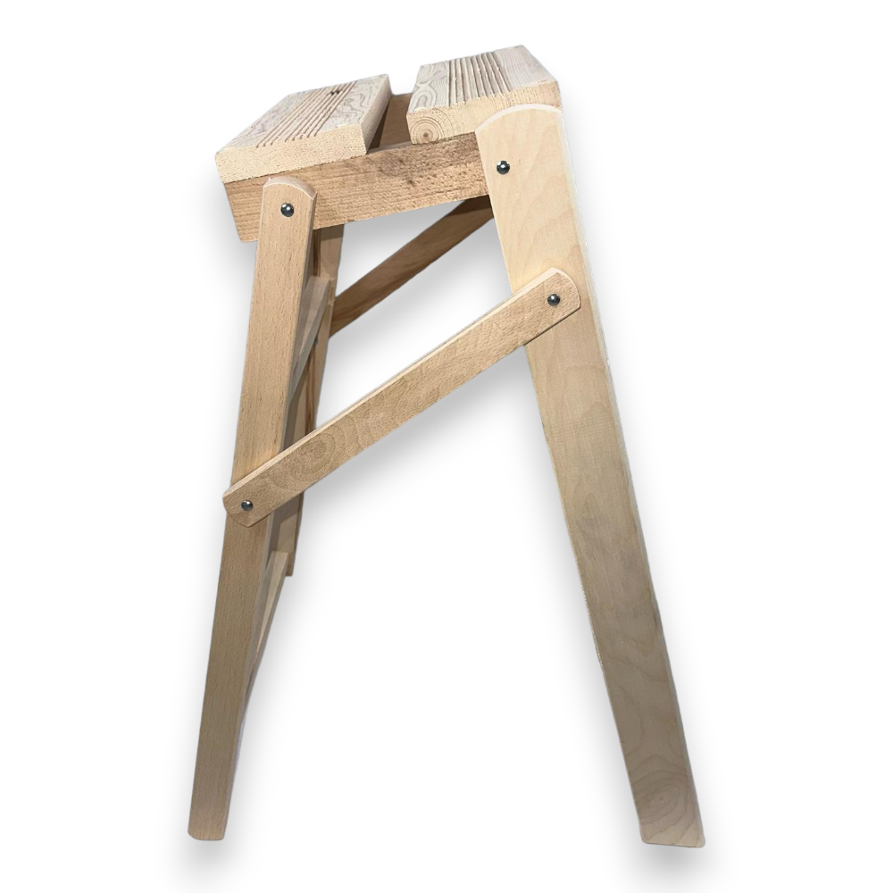Échelle de tabouret domestique pliante en bois à 3 marches Bobby, peu encombrante 