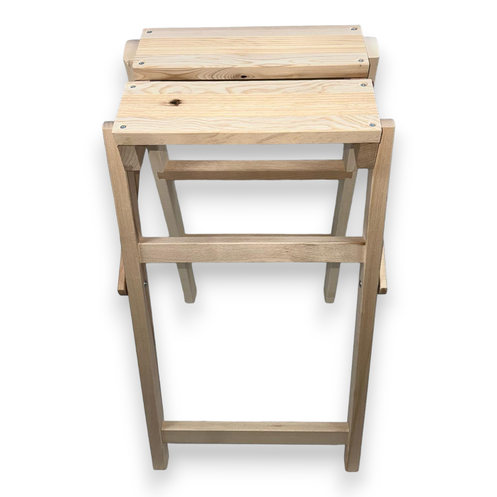 Échelle de tabouret domestique pliante en bois à 3 marches Bobby, peu encombrante 
