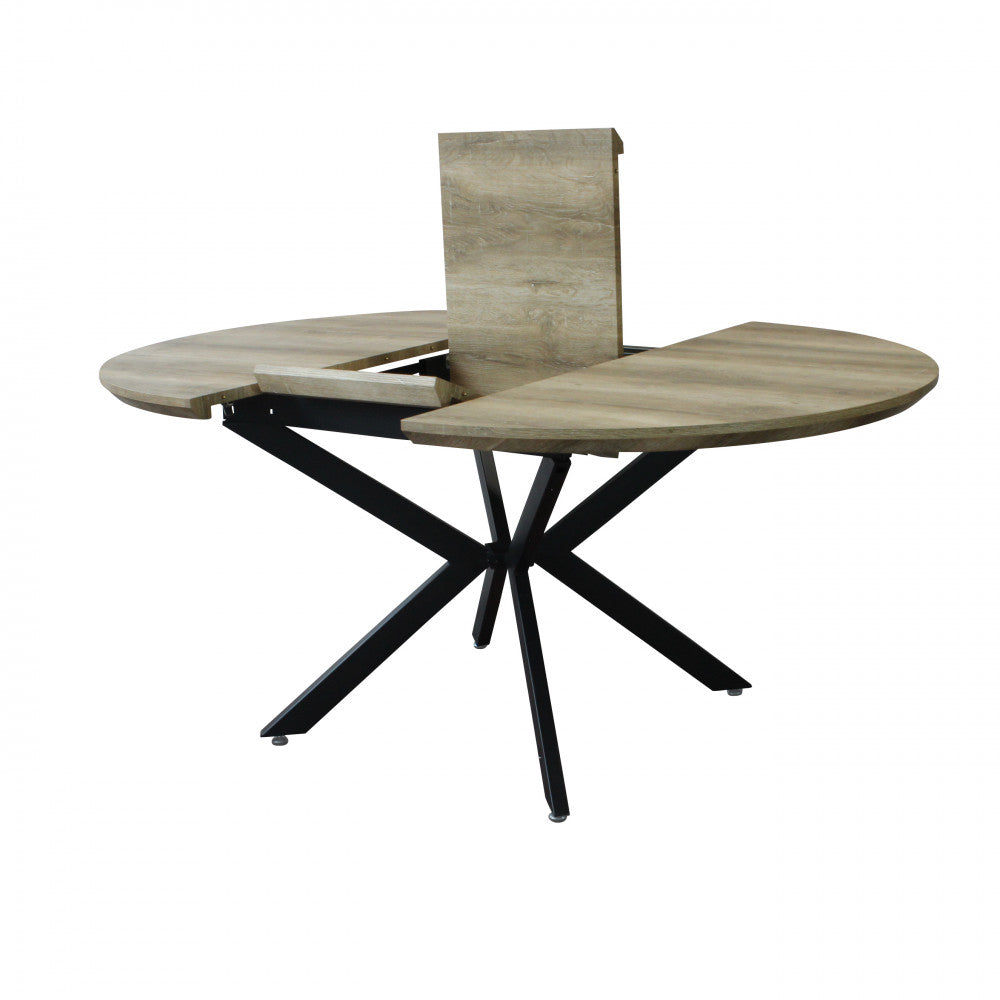 Tavolo rotondo allungabile con piano in MDF e struttura in metallo 120/160x120xH76 cm Garry