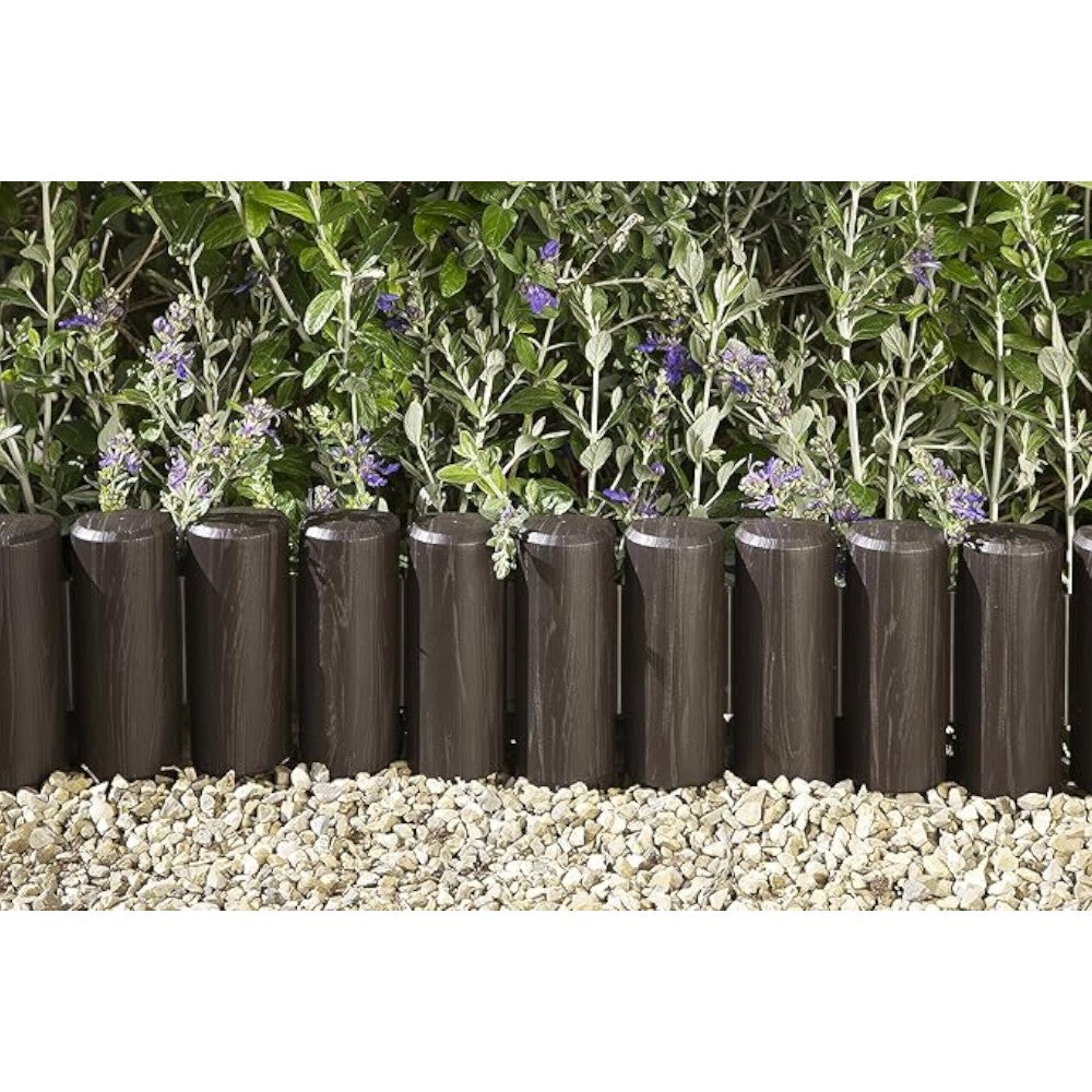 Bordure de clôture palissade en résine finition bois pour massifs et jardin de cacaoyers longueur 2,4m hauteur 25cm
