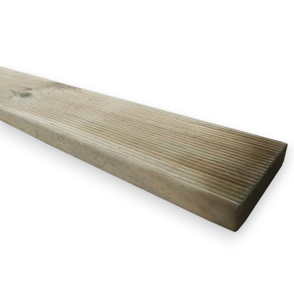 Planche de sol extérieur moletée en bois de pin imprégné 250x14,5x2,8 cm