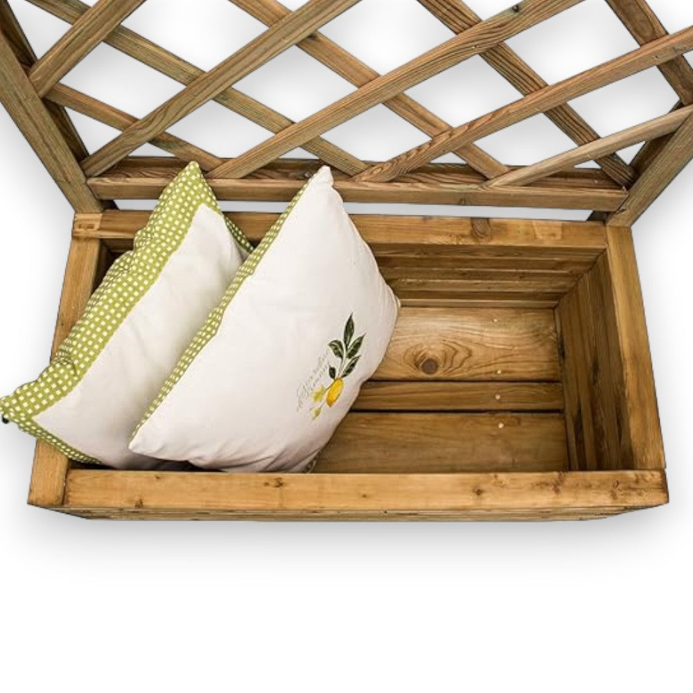 Panneau grillagé en bois imprégné avec cadre rectangulaire et jardinière pour extérieur