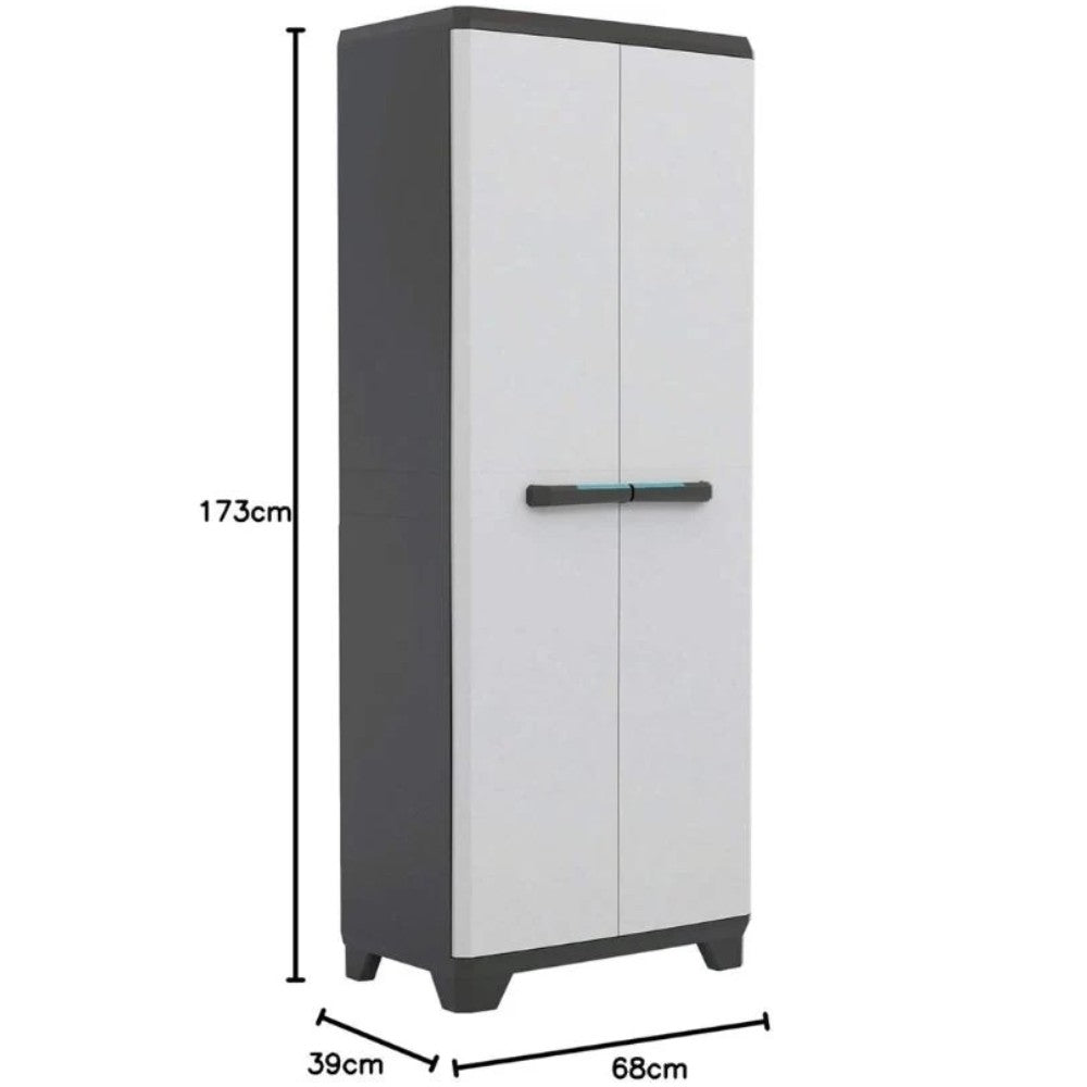 Armadio linear portascope in resina resistente lucchettabile con 2 ante e 3 ripiani regolabili KETER