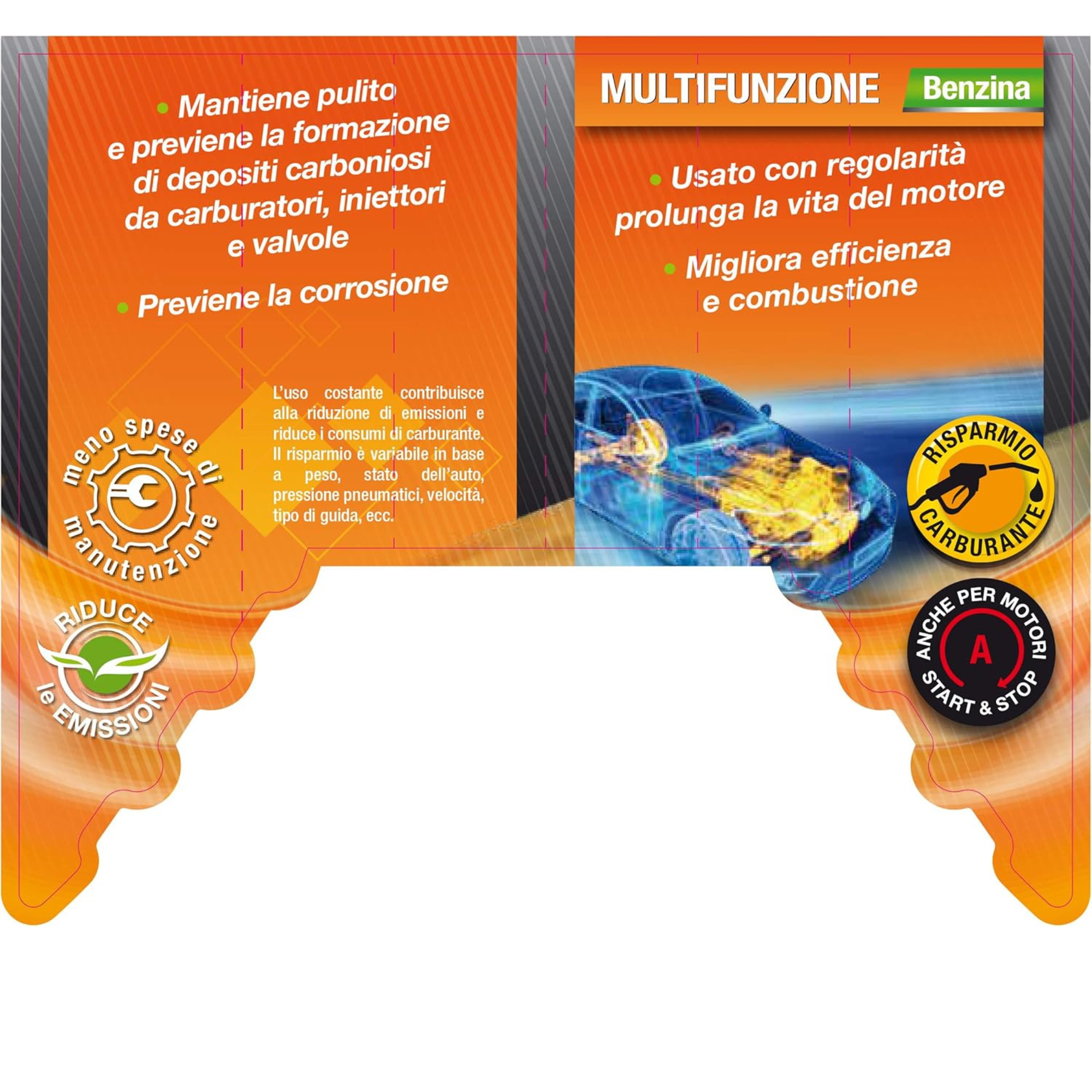 Additivo multifunzione per motori benzina migliora combustione riduce consumo carburante emissioni 250 ml