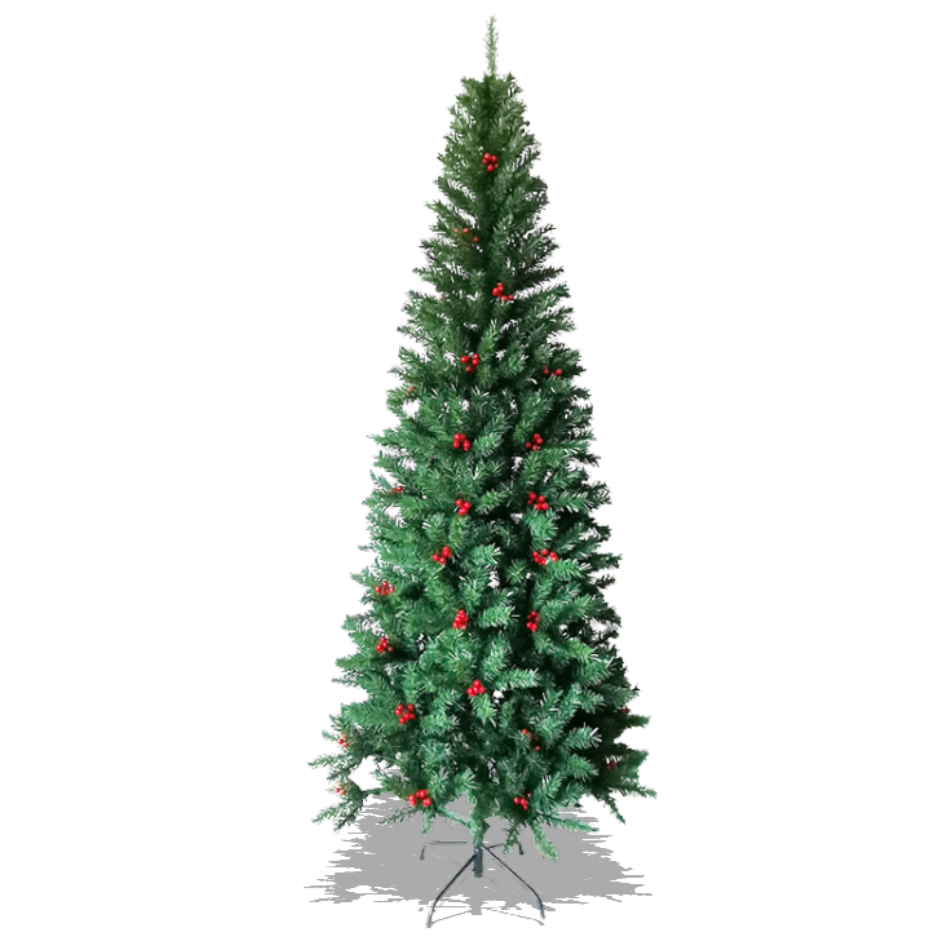 Albero di natale verde con rami in pvc e base in metallo Berna