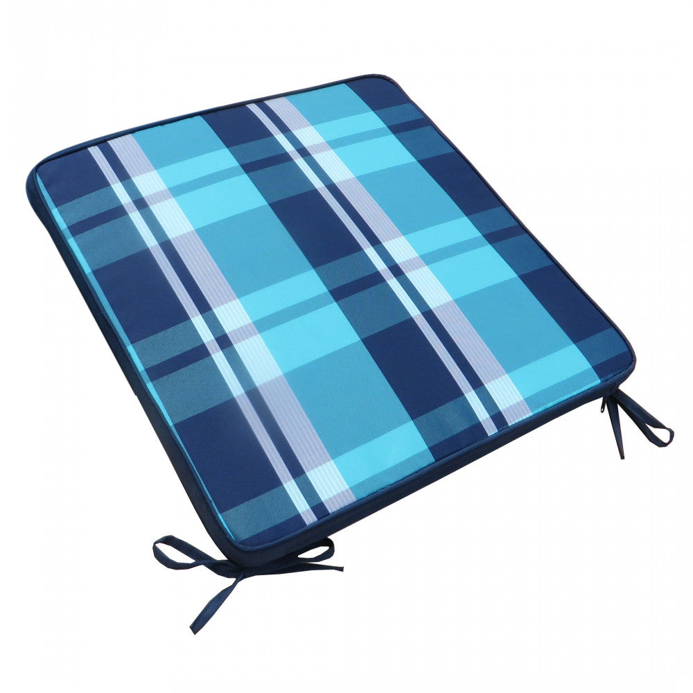 Coussin de siège à carreaux bleu royal