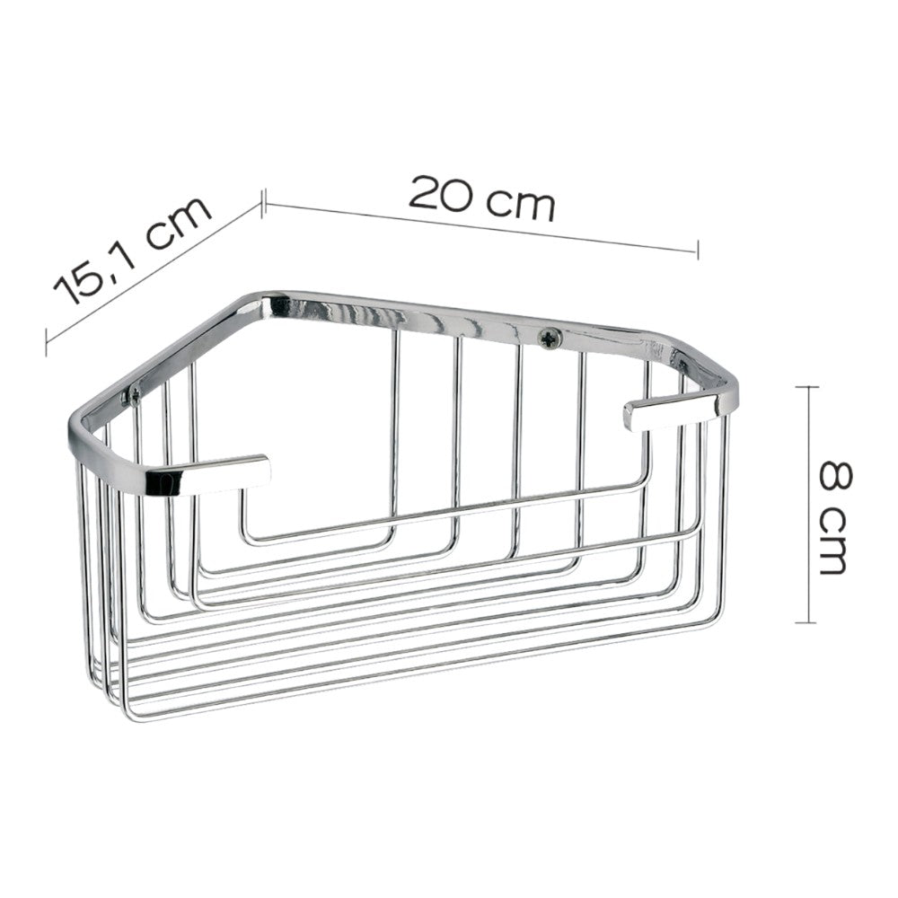 Coin douche 20x15xH8,3 cm en acier chromé pour salle de bain