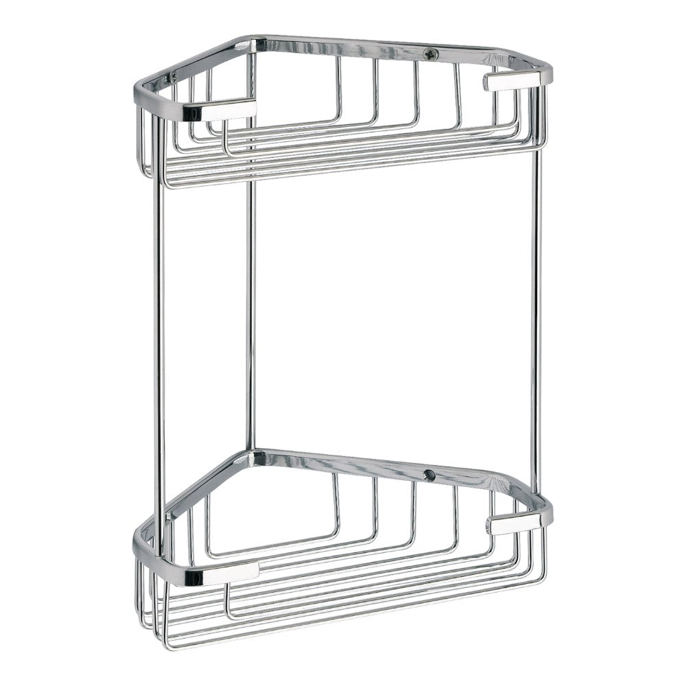 Coin douche 2 étagères 20x15xH27 cm acier chromé pour salle de bain