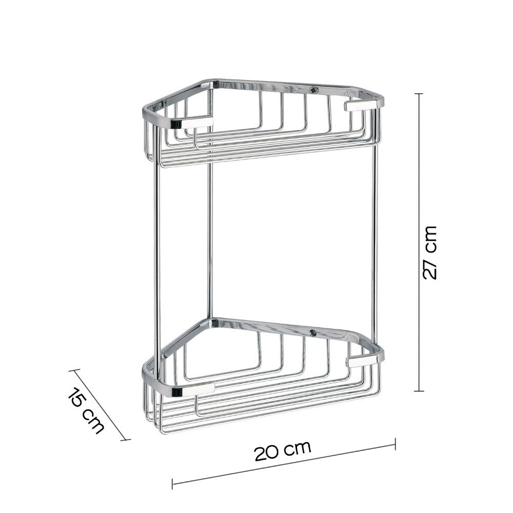 Coin douche 2 étagères 20x15xH27 cm acier chromé pour salle de bain