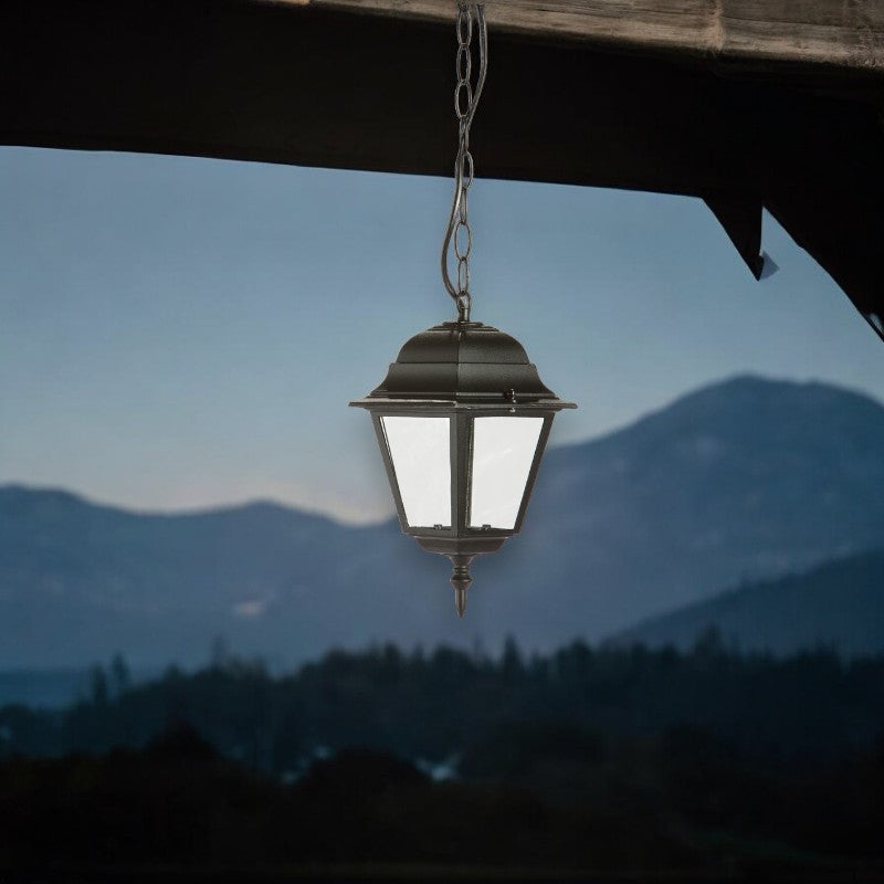 Lanterne suspendue d'éclairage extérieur avec diffuseurs en verre