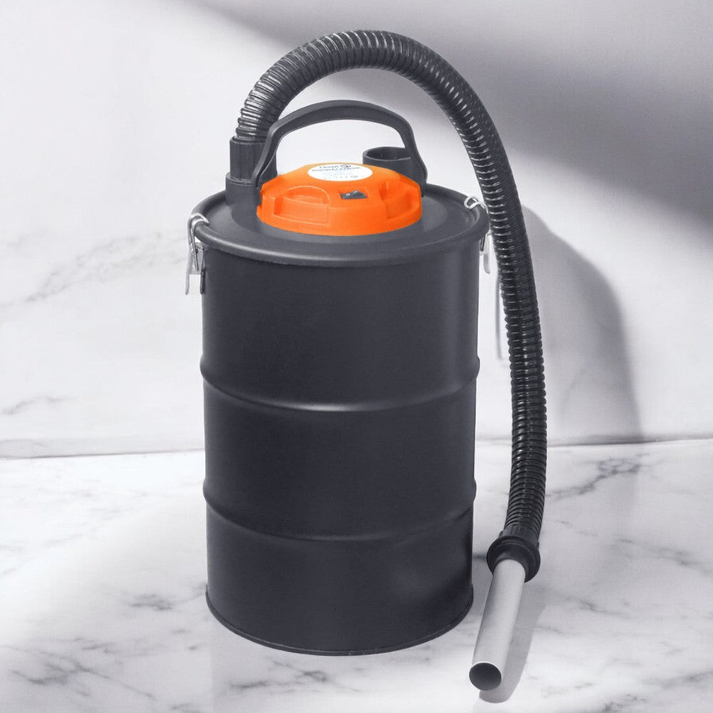 Aspirateur à cendres pour poêles, fours et barbecues à pellets, fût en acier de 20 litres