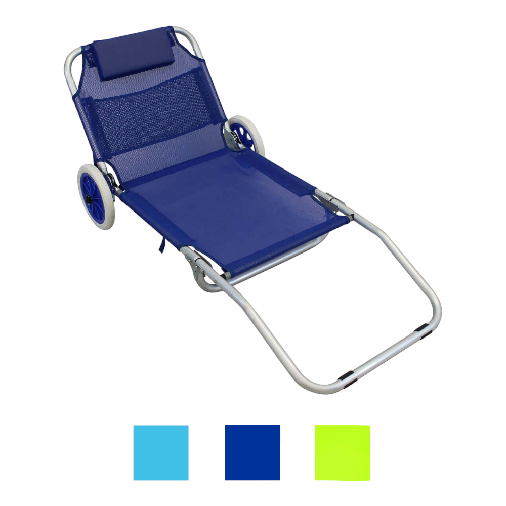 Chariot pliant en acier Spiaggina avec roues et appui-tête