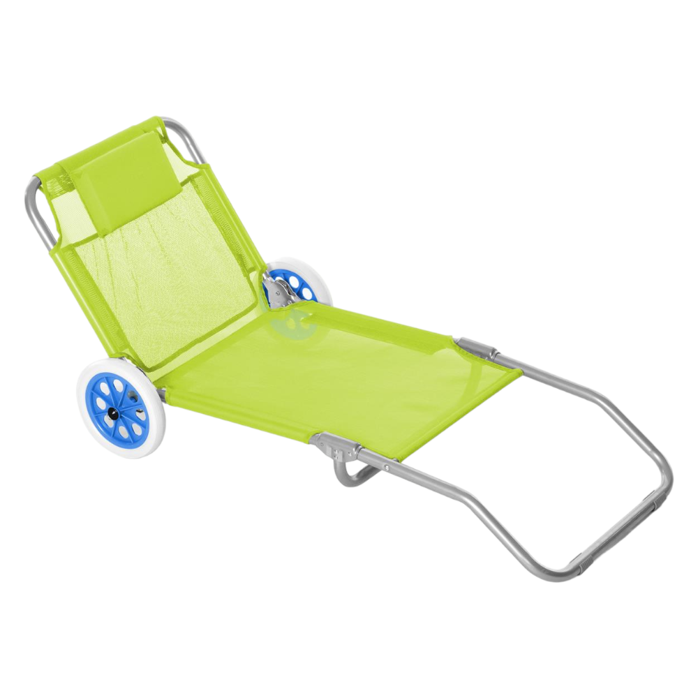 Chariot pliant en acier Spiaggina avec roues et appui-tête