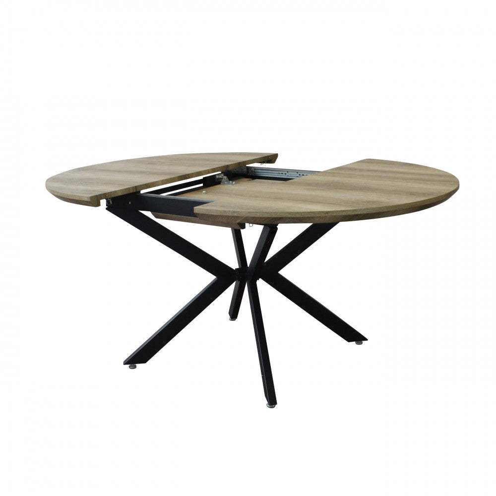 Tavolo rotondo allungabile con piano in MDF e struttura in metallo 120/160x120xH76 cm Garry