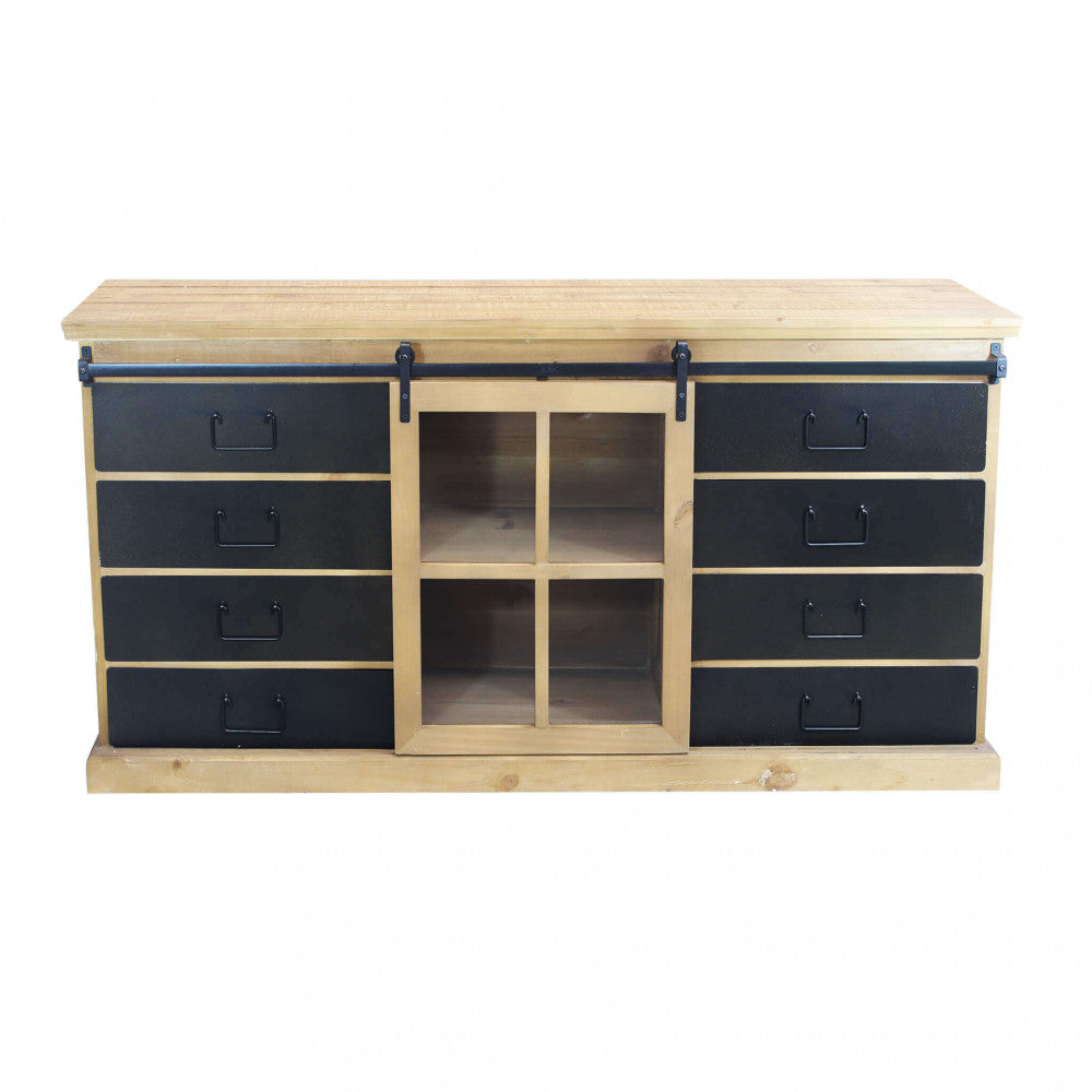 Mobile basso in legno con ripiani e cassetti 147x42xH75 cm Cordell