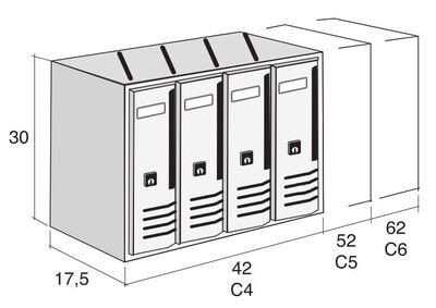 Boîtes aux lettres multiples Bloc vertical pour copropriétés pour courrier 6 places en aluminium Alubox Cubo Bronze