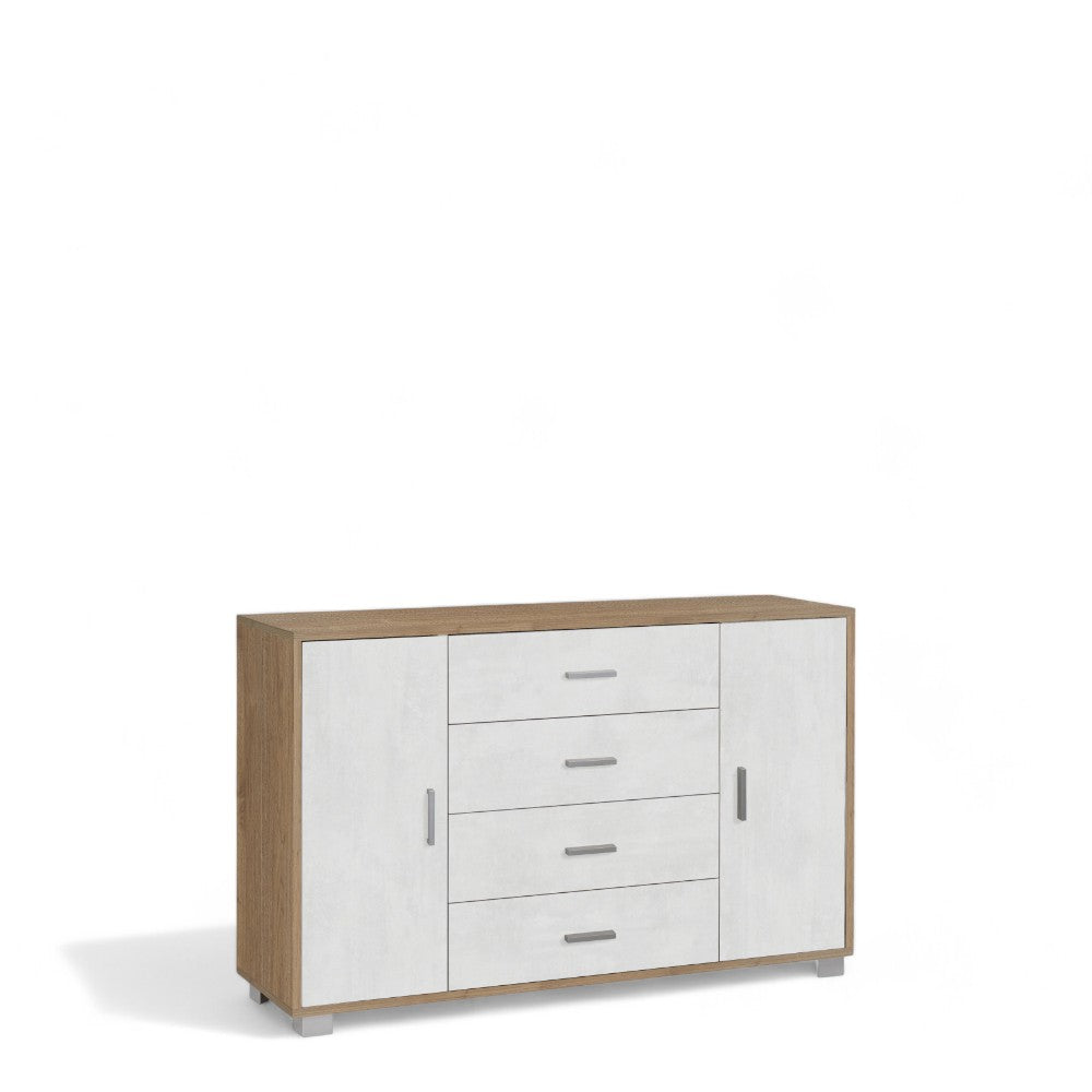 A775Nsosk Armoire 2 portes 4 tiroirs - Kit Noyer Stelvio et Oxyde Blanc