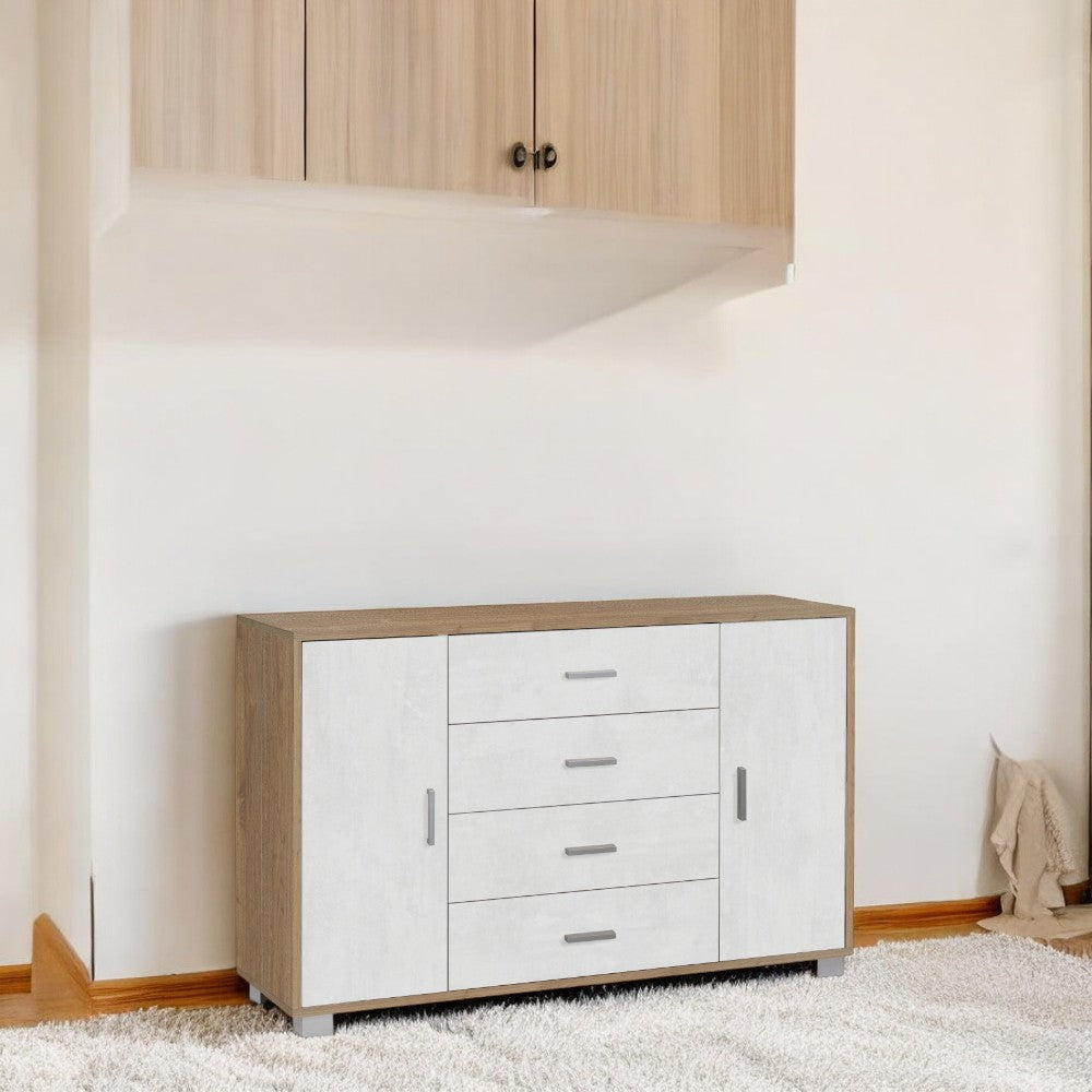 A775Nsosk Armoire 2 portes 4 tiroirs - Kit Noyer Stelvio et Oxyde Blanc