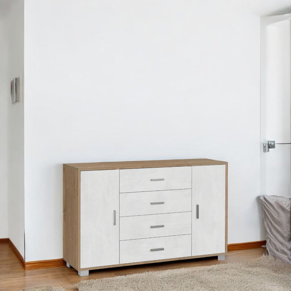 A775Nsosk Armoire 2 portes 4 tiroirs - Kit Noyer Stelvio et Oxyde Blanc