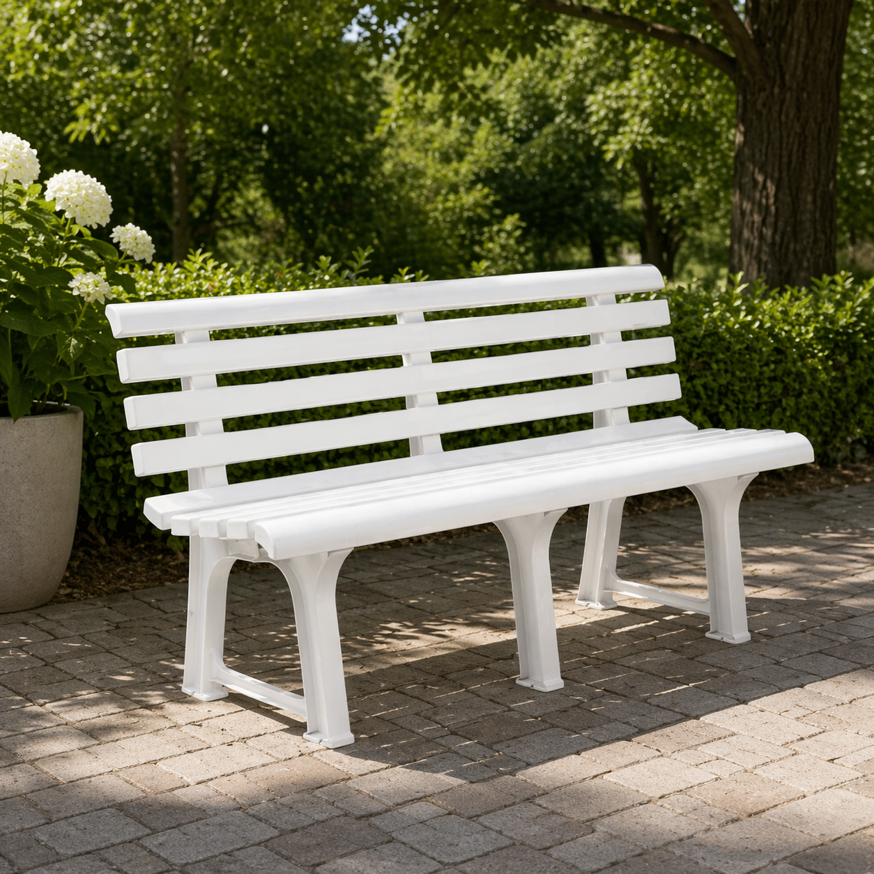 Banc de jardin "Orchidée" blanc - cm.49x145x74h. - poids 9,5 kg