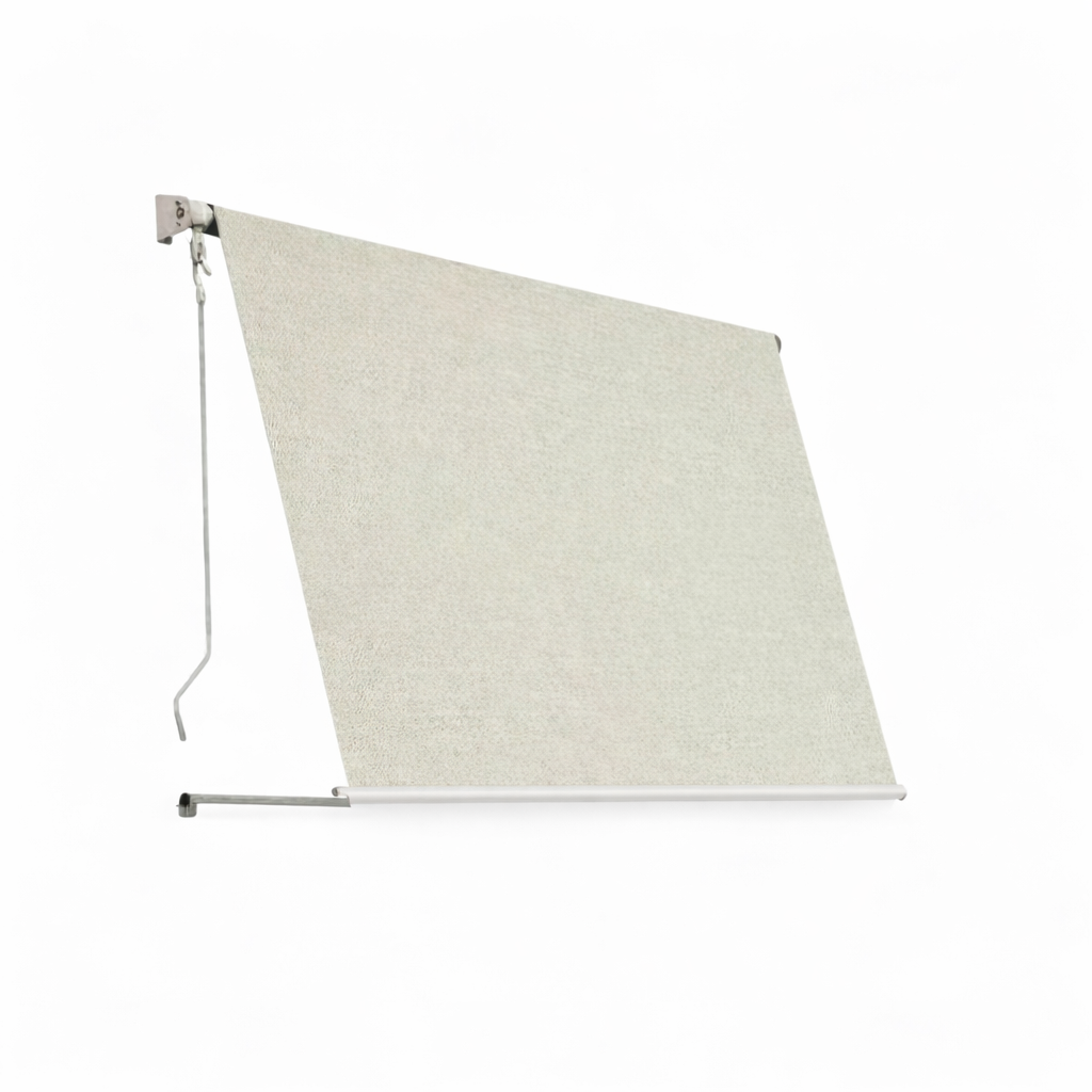 Store de balcon abattant 300x250 cm de couleur beige uni avec profilés en aluminium 