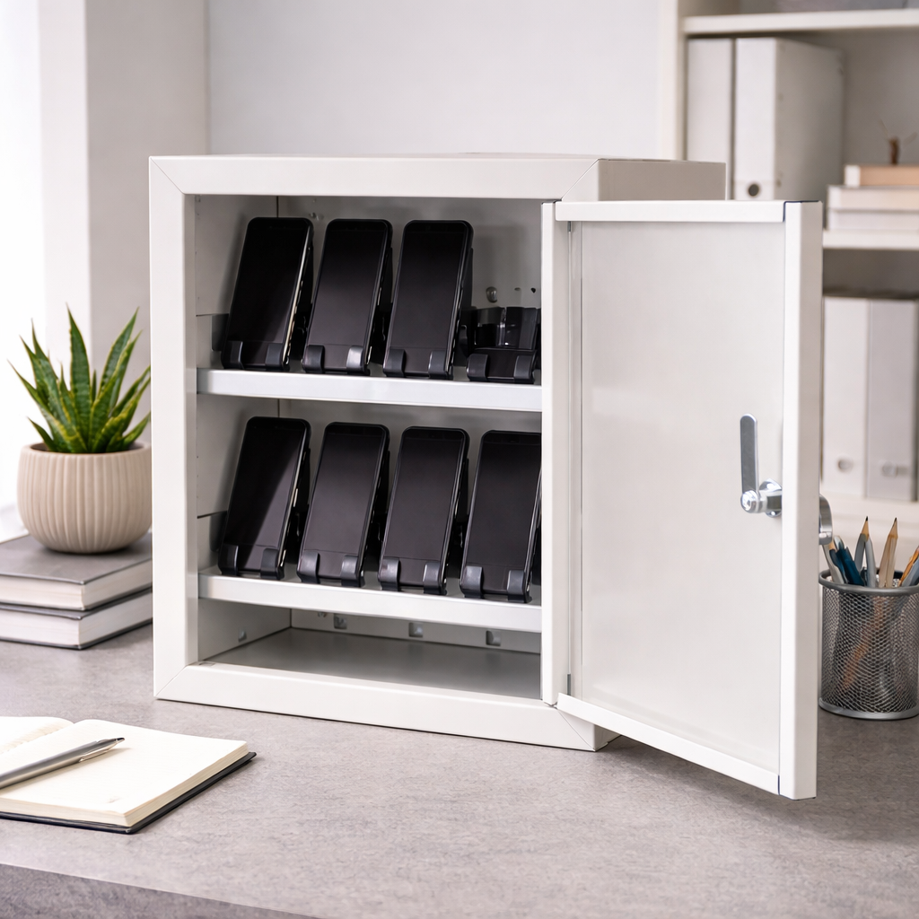 Armadietto di sicurezza privacy in metallo con serratura e slot porta cellulari