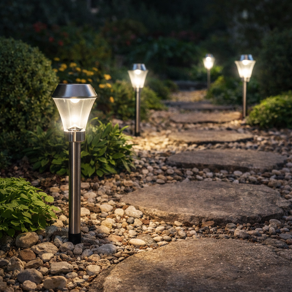 Lampe Solaire Polluce en Acier Inoxydable - ø cm.9x39,5h.