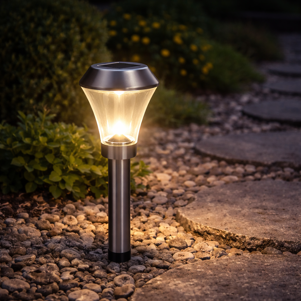 Lampe Solaire Polluce en Acier Inoxydable - ø cm.9x39,5h.