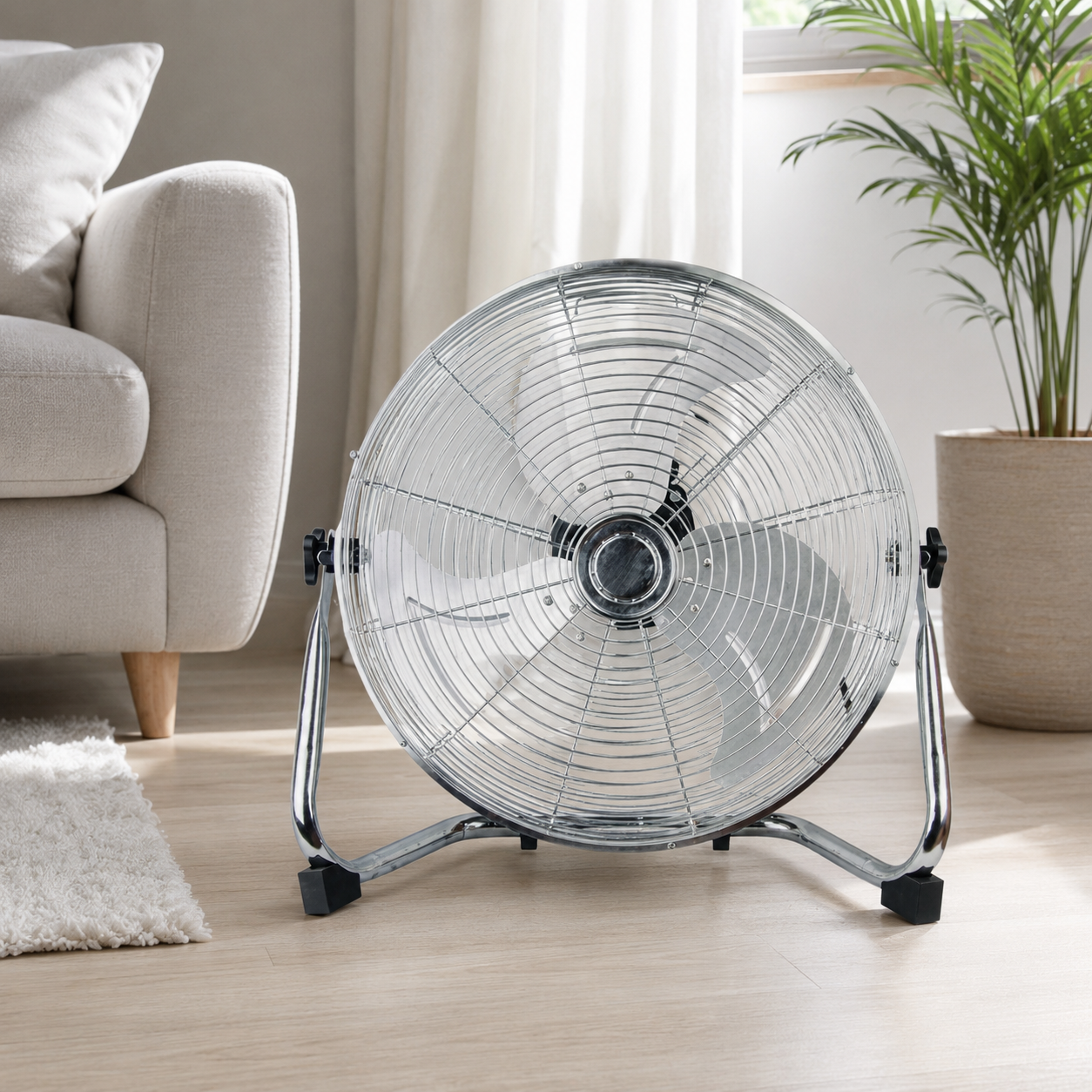 Ventilateur de support en acier chromé, 45 cm