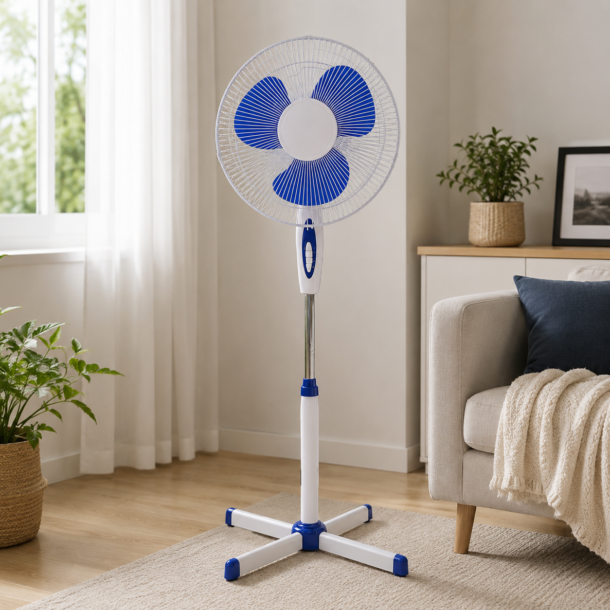 Ventilateur sur pied 3 pales Ø40 cm réglable en hauteur 45W