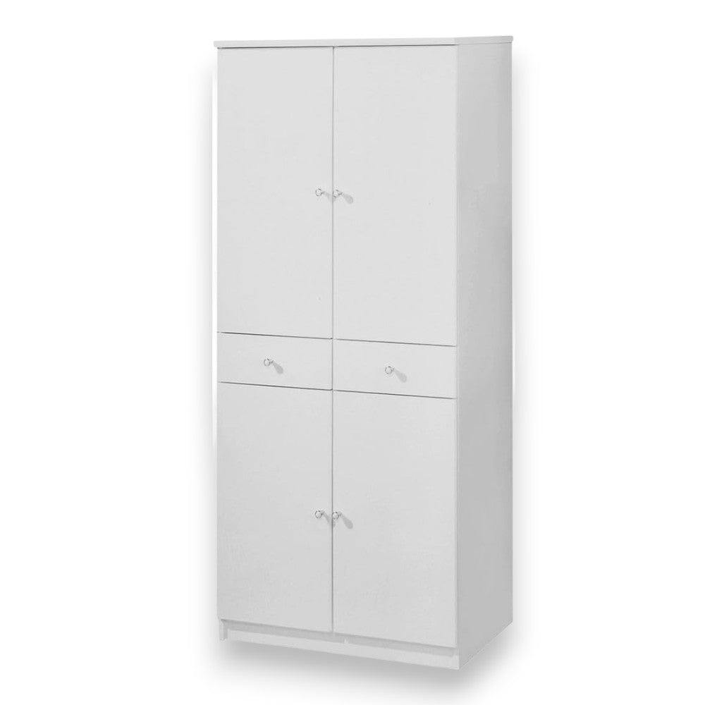 Meuble de salle de bain colonne 68x34xH150 cm en bois laqué avec quatre portes et deux tiroirs