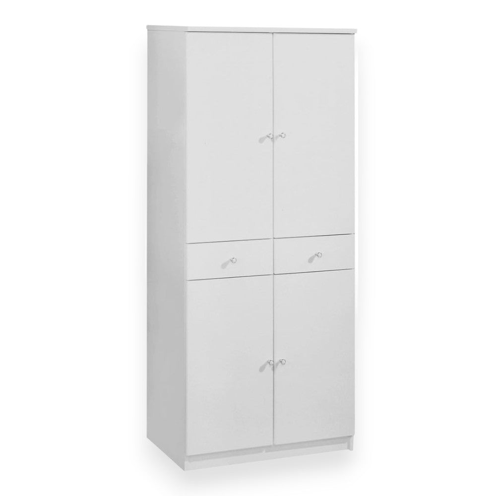 Meuble de salle de bain colonne 68x34xH150 cm en bois laqué avec quatre portes et deux tiroirs