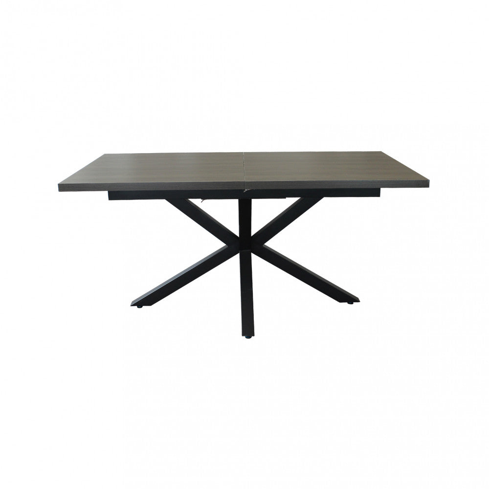 Tavolo allungabile con piano in mdf antracite e struttura in metallo nero 90x160/200xH75 cm Gariè