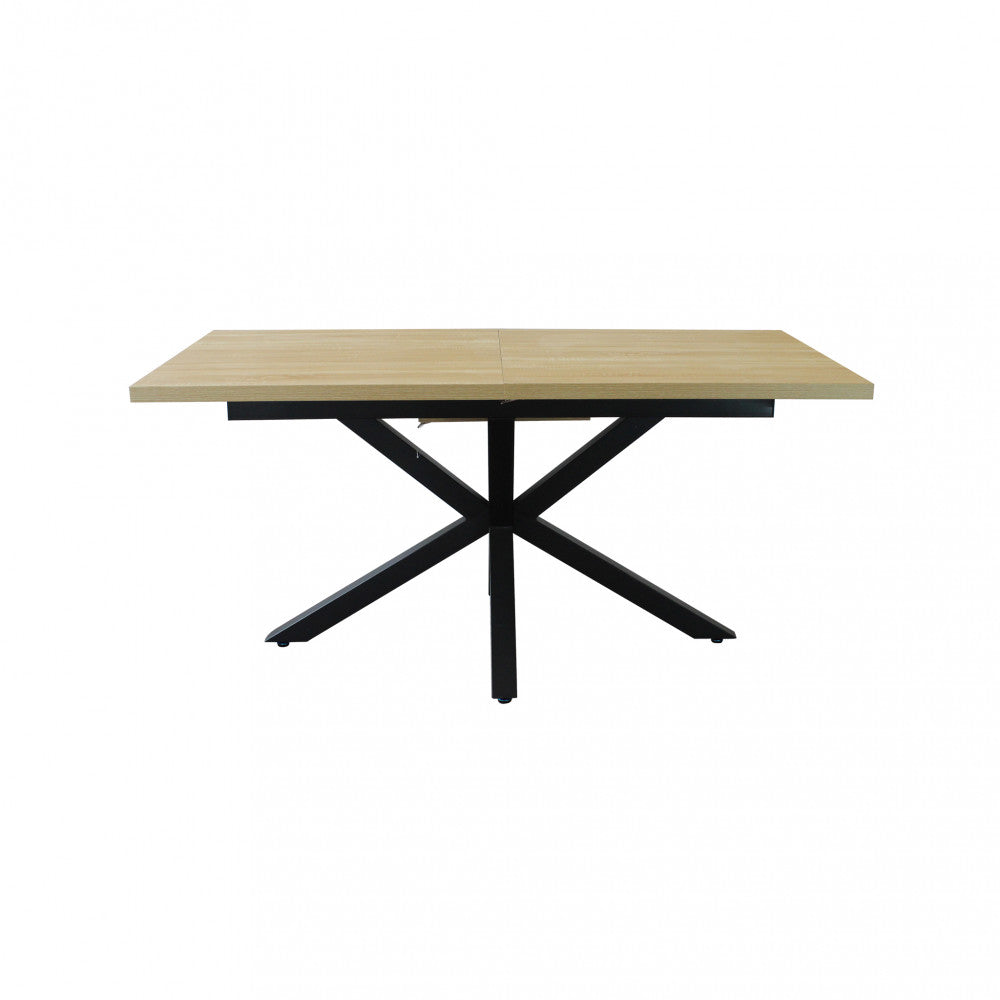 Tavolo allungabile con struttura in metallo nero e marrone con piano in mdf 90x160/200xH75 cm Gariè