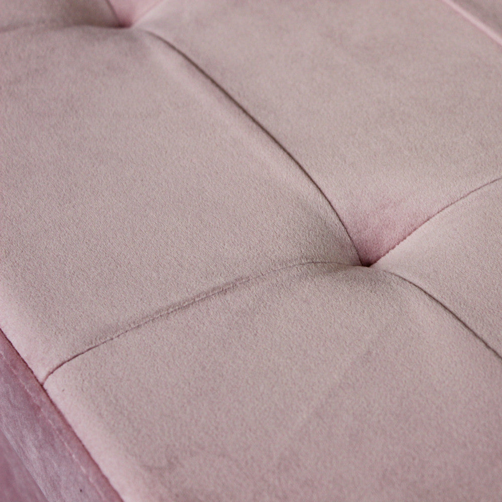 Pouf de rangement rectangulaire en velours rose