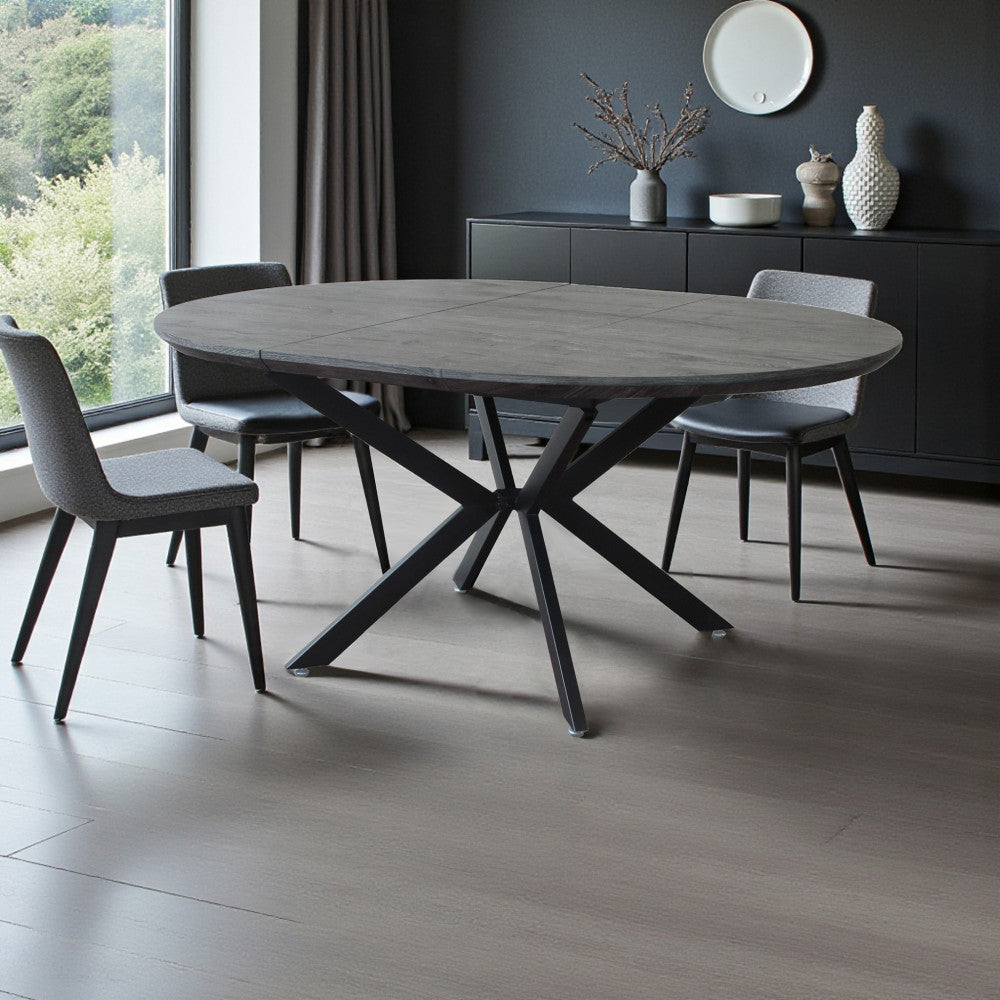 Tavolo rotondo allungabile con piano in MDF e struttura in metallo 120/160x120xH76 cm Garry