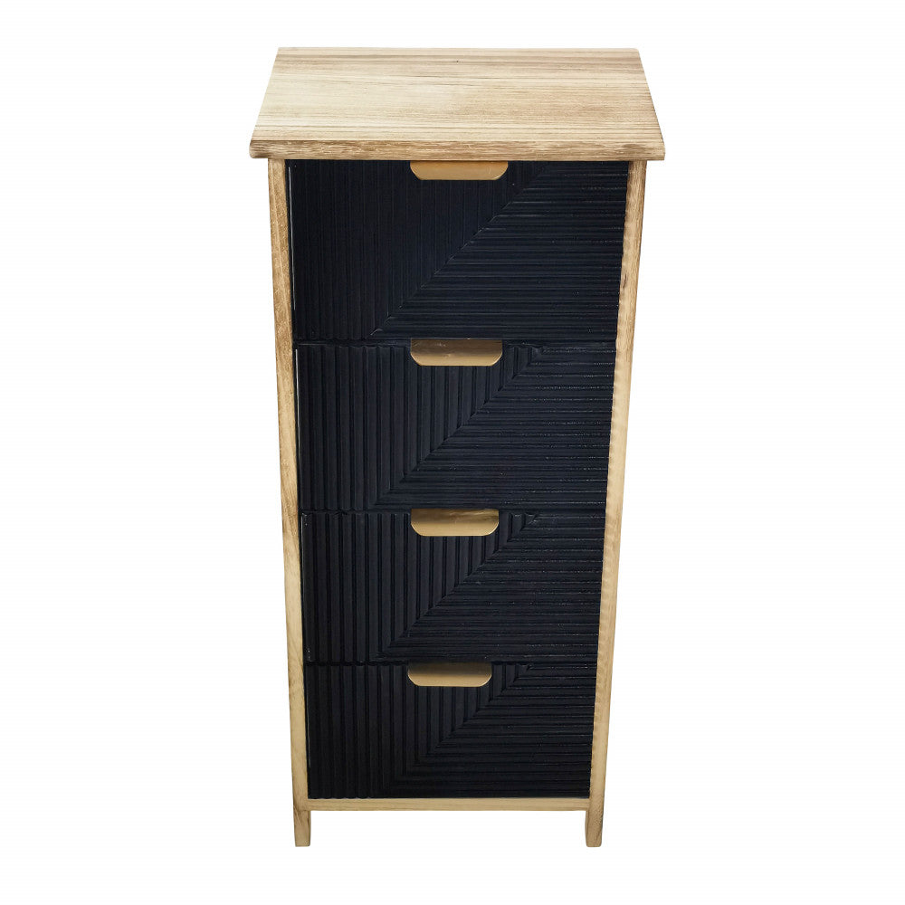 Mobiletto in legno con quattro cassetti fisso 34x25xH77 cm nero e beige Claiton